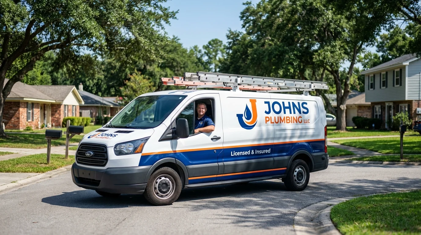 Johns Plumbing LLC service van in Atlantic Highlands, NJ