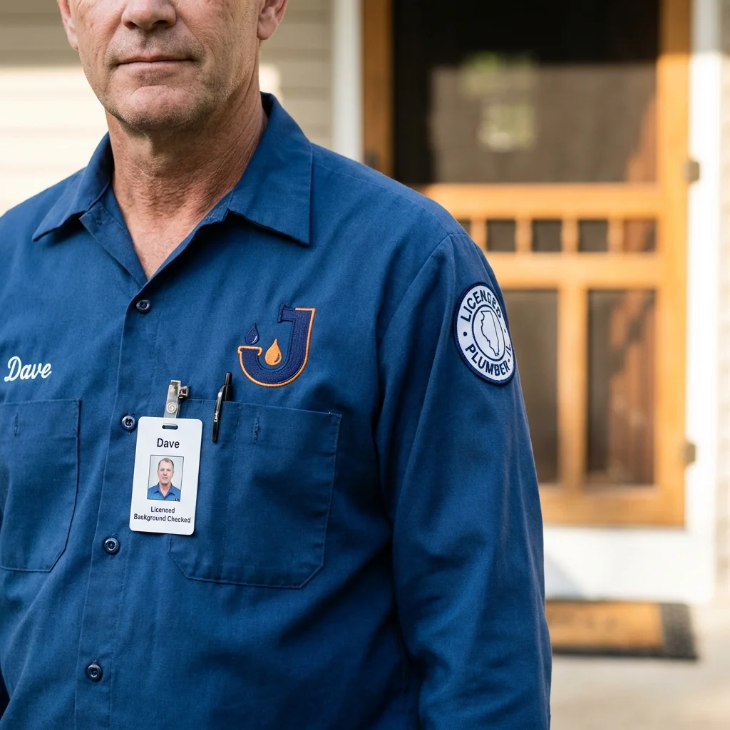 Licensed plumber showing ID badge in Atlantic Highlands, NJ