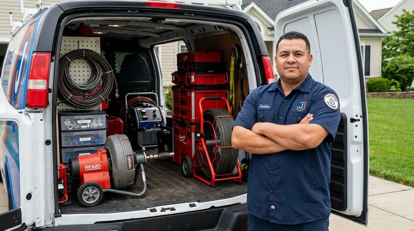 Professional drain cleaning equipment and Johns Plumbing LLC plumber in Atlantic Highlands