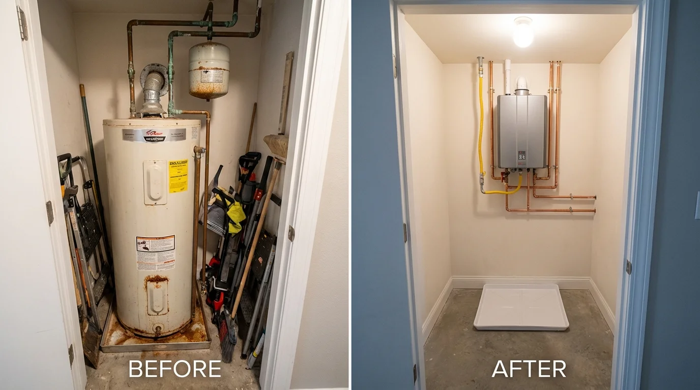 Tank water heater versus wall-mounted tankless unit comparison for Atlantic Highlands, NJ homeowners